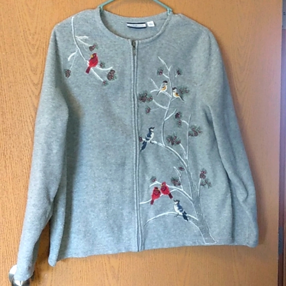 Croft & borrow fleece birds jacket sweater cardigan